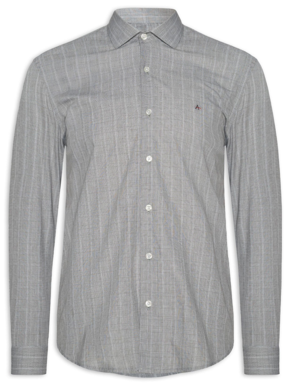 Camisa Masculina Regular Tricoline Xadrez Out - Cinza