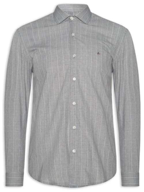 Camisa Masculina Regular Tricoline Xadrez Out - Cinza