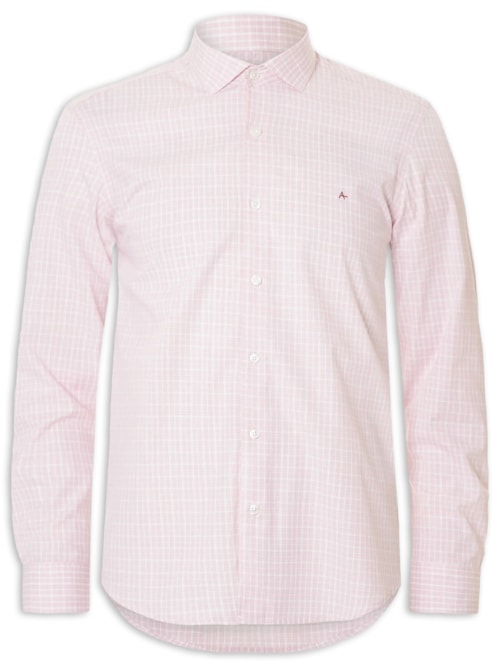 Camisa Masculina Regular Tricoline Xadrez Out - Rosa
