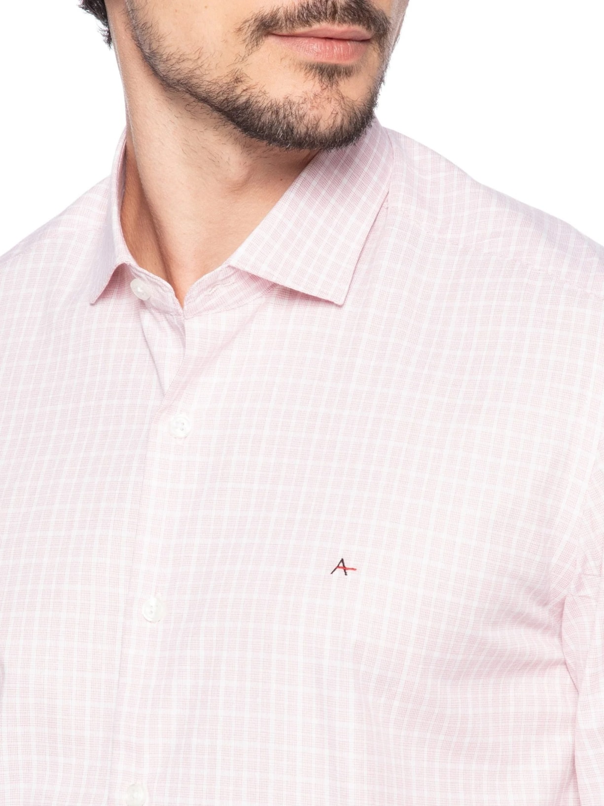 Camisa Masculina Regular Tricoline Xadrez Out Rosa Aramis
