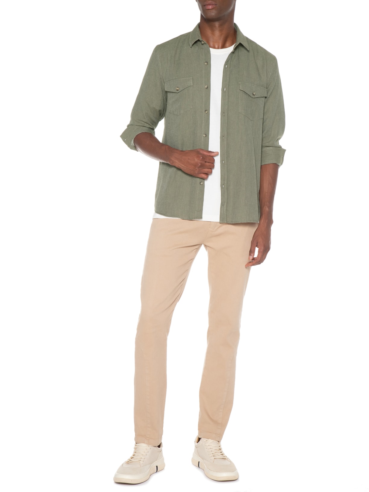 Camisa Masculina Relax Com Bolsos Premium Verde Jab