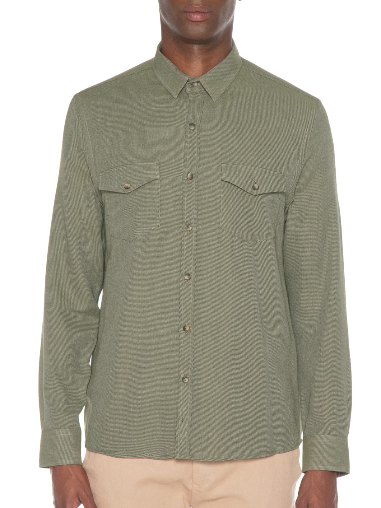 Camisa Masculina Relax Com Bolsos Premium Verde Jab