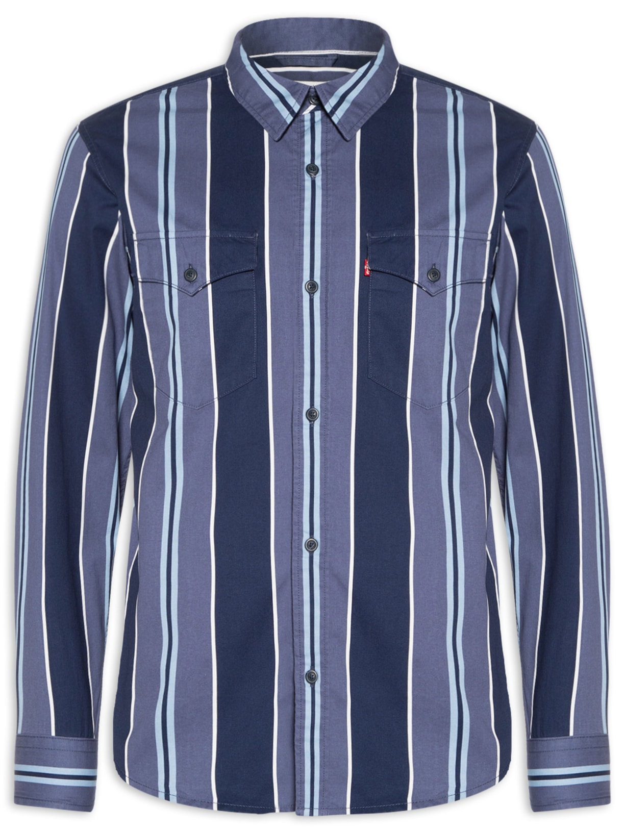 Camisa Masculina Relaxed Fit Western - Azul