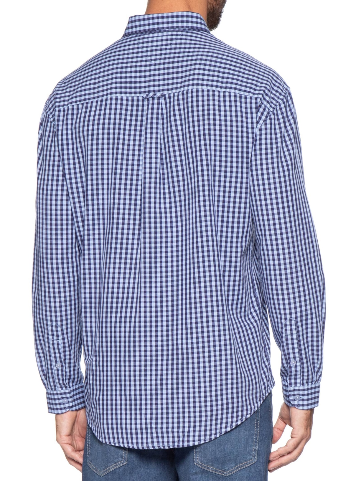 Camisa Masculina Relaxed Fit Xadrez Com Bolso Azul Tommy Jeans