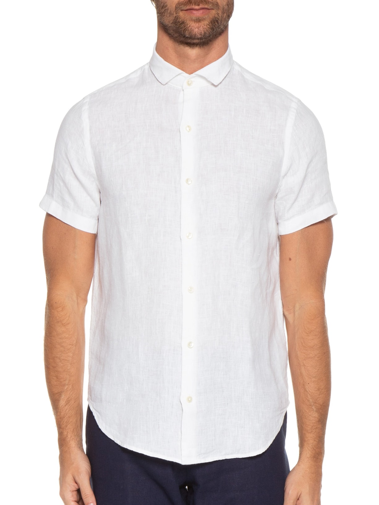 Camisa Masculina Roma Linho Manga Curta Branco Oficina Reserva