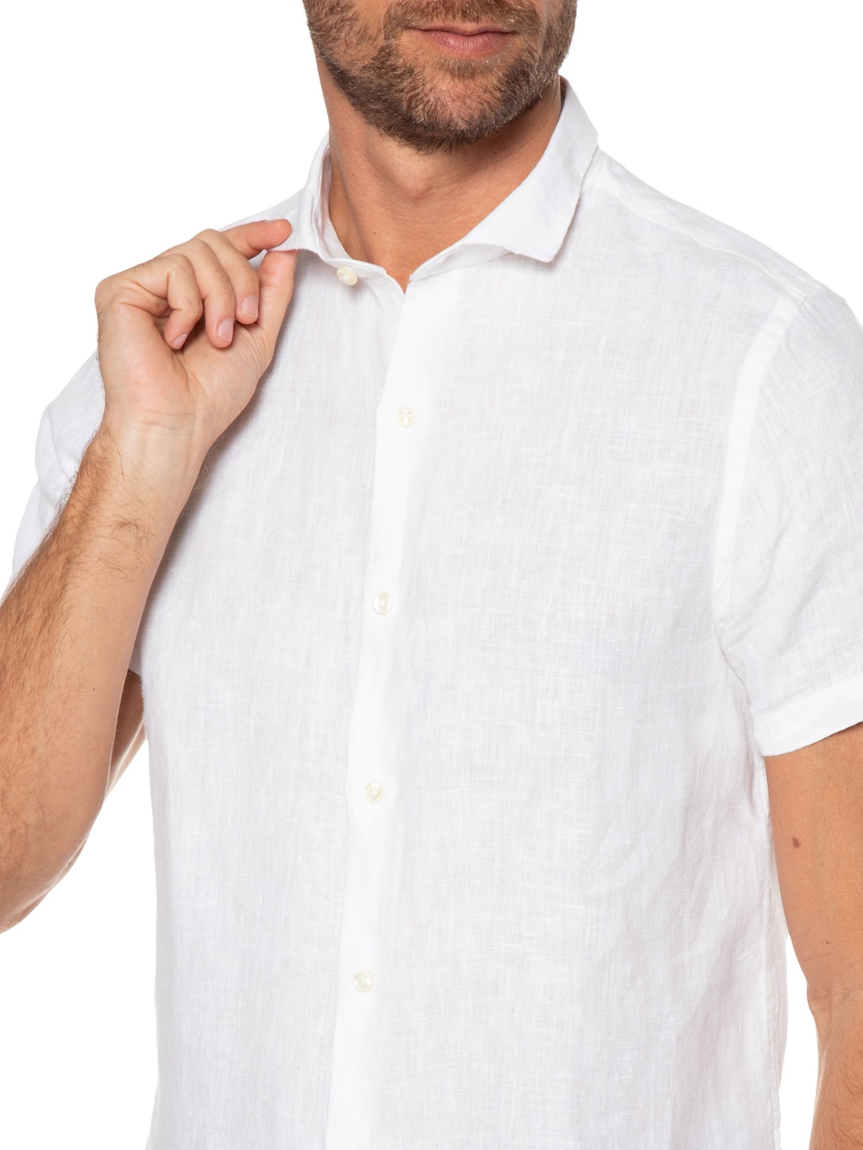 Camisa Masculina Roma Linho Manga Curta Branco Oficina Reserva