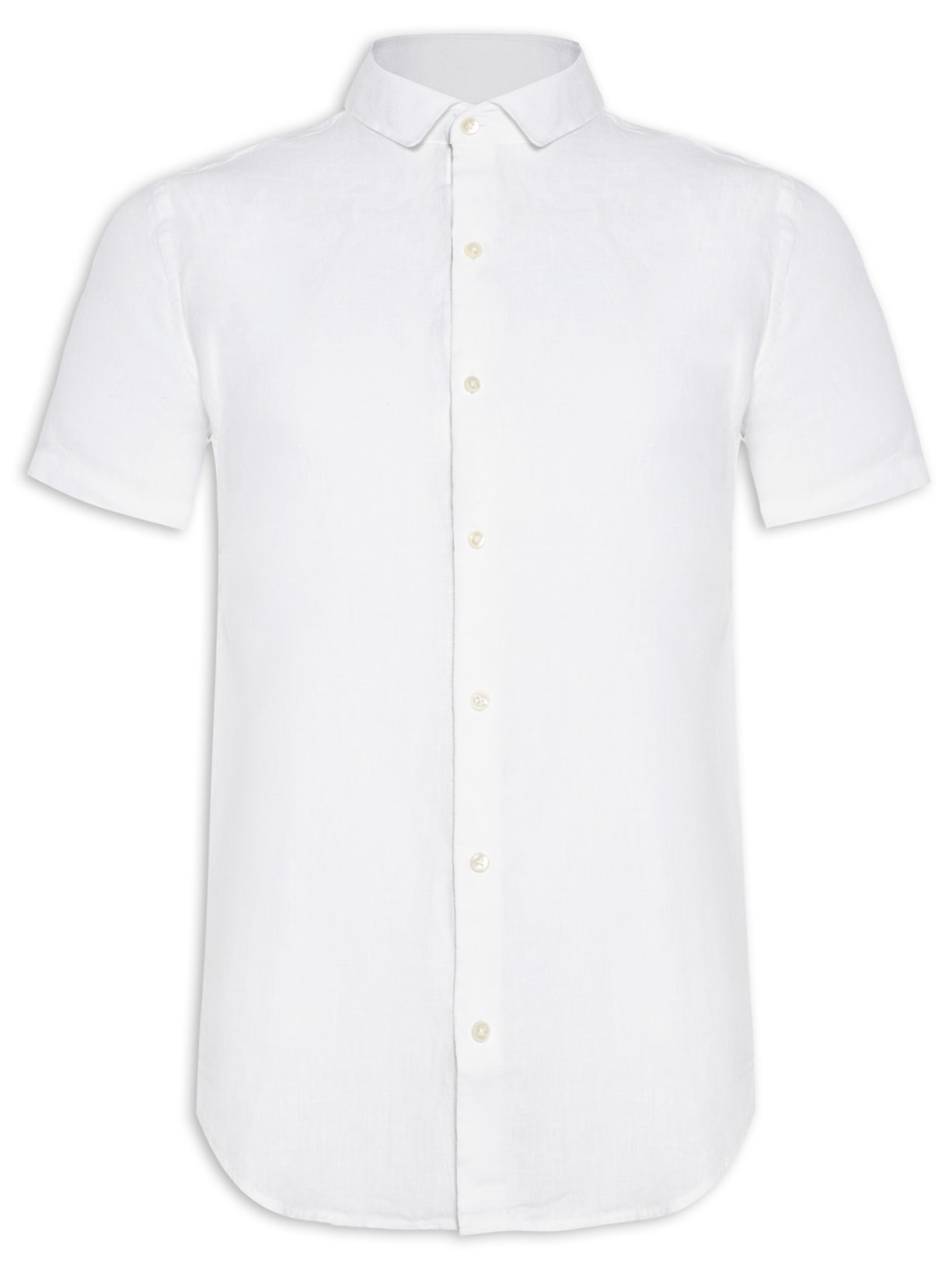 Camisa Masculina Roma Linho Manga Curta - Branco