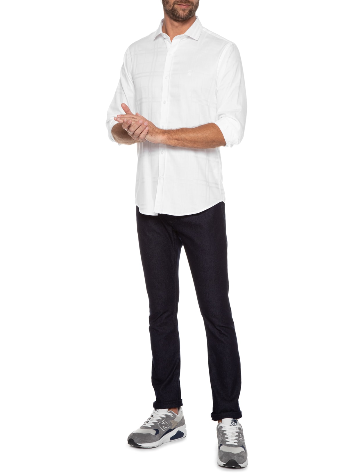 Camisa Masculina Roma Prem Maxi Xadrez Branco Sergio K