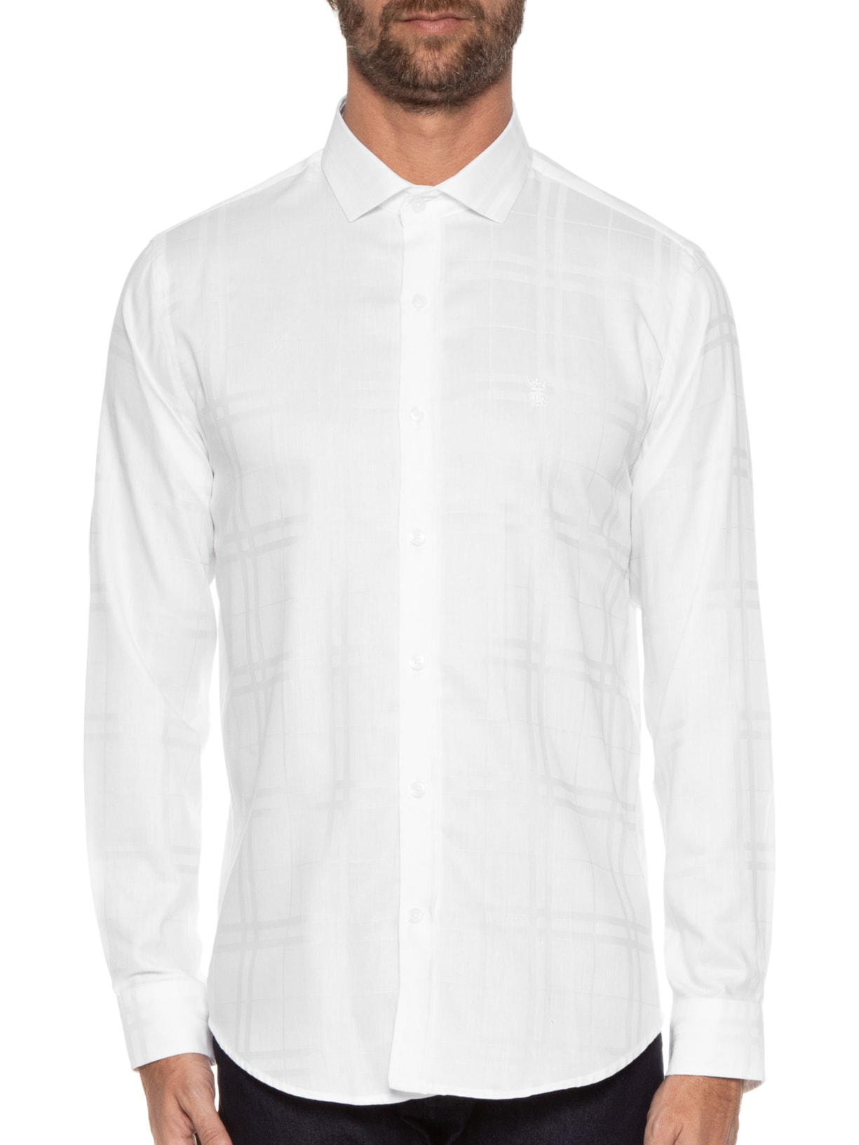 Camisa Masculina Roma Prem Maxi Xadrez Branco Sergio K