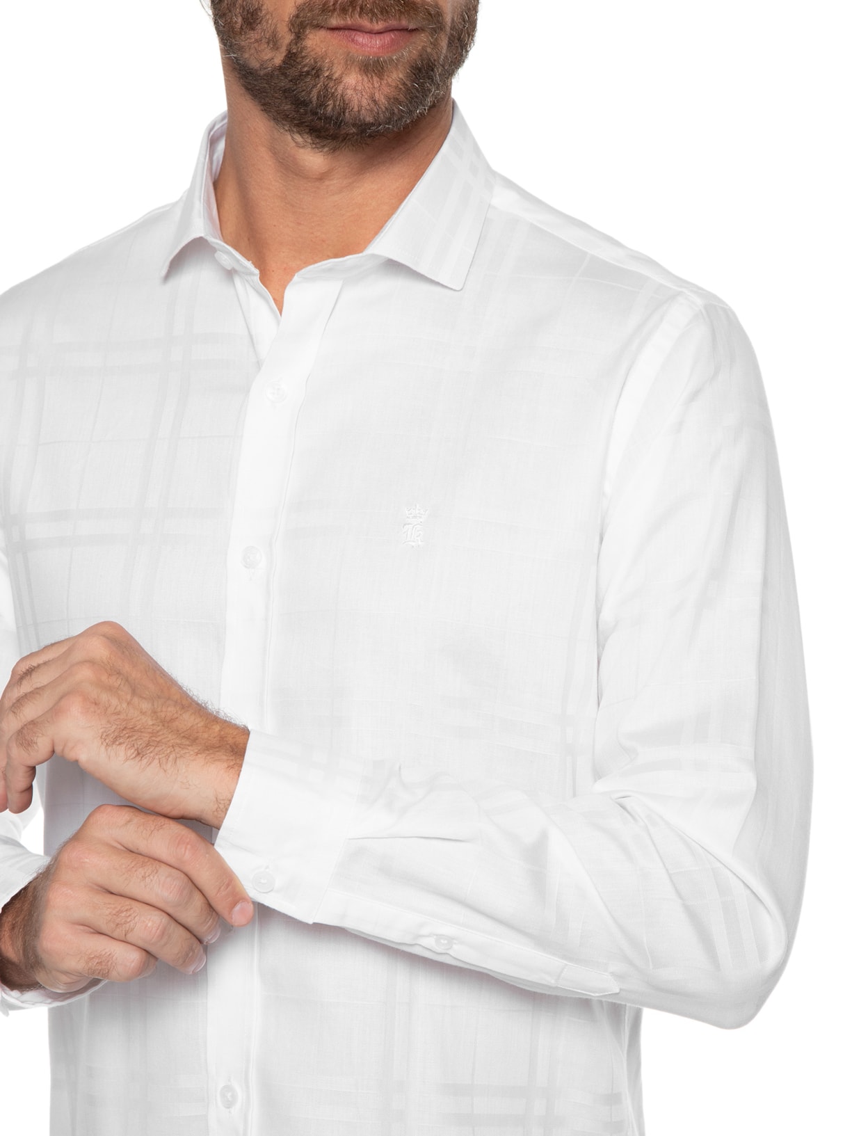 Camisa Masculina Roma Prem Maxi Xadrez Branco Sergio K