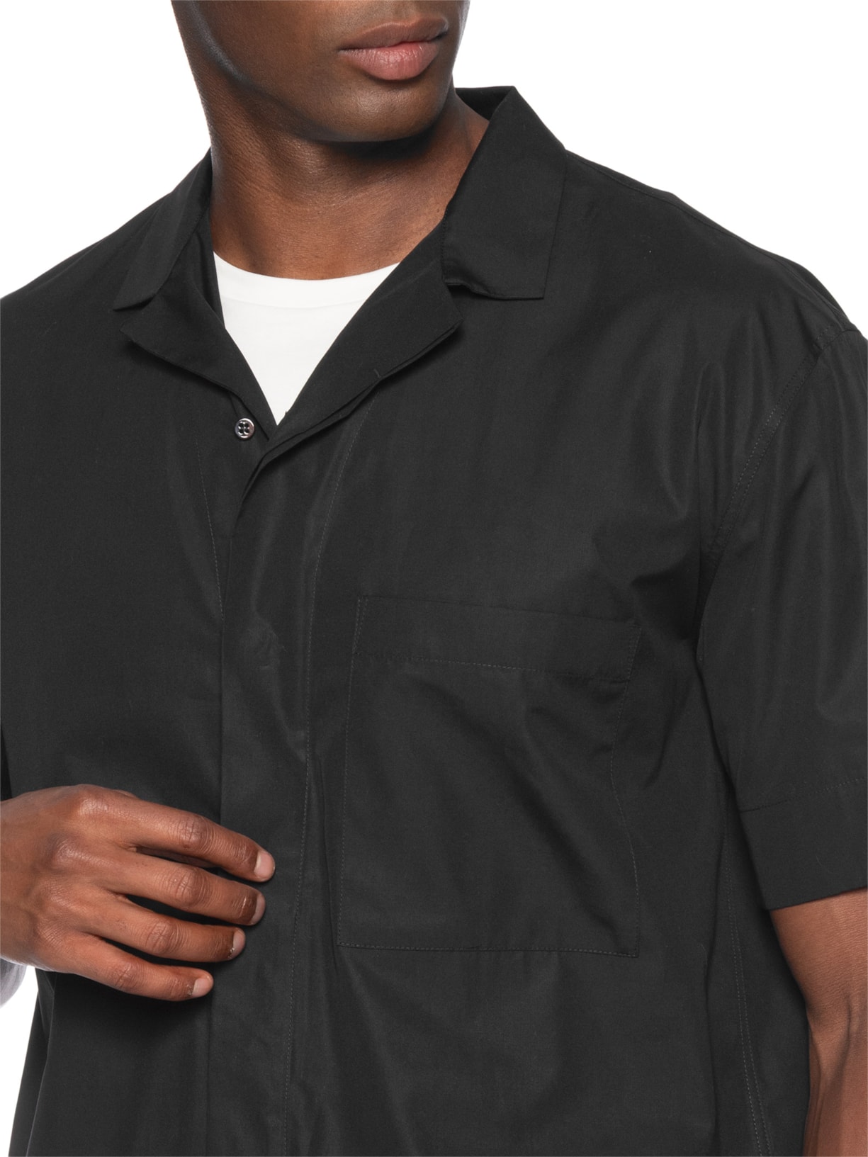 Camisa Masculina Roy Box Com Bolso Em Algodão Pima Preto Ricardo Almeida