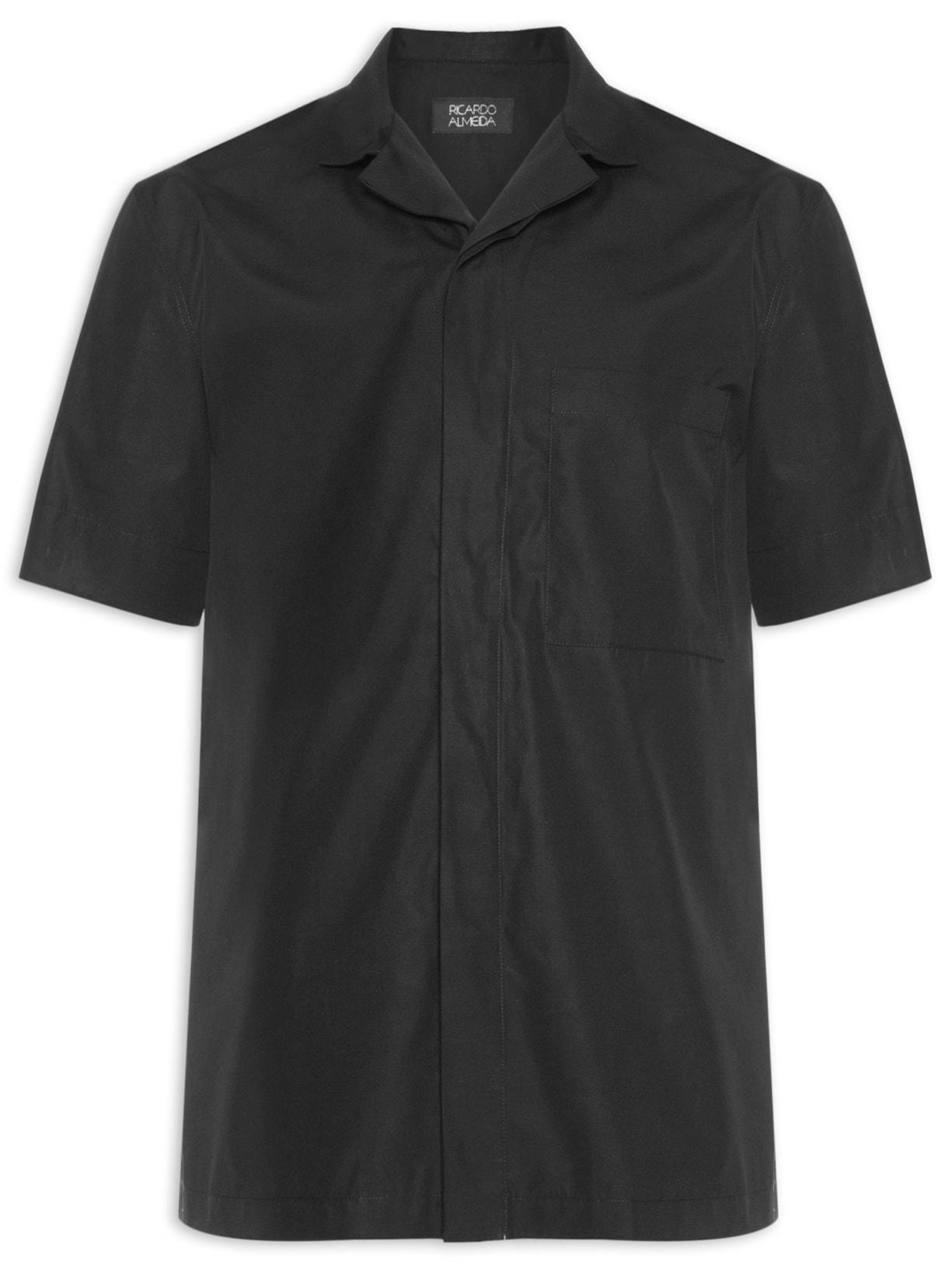 Camisa Masculina Roy Box Com Bolso Em Algodão Pima - Preto