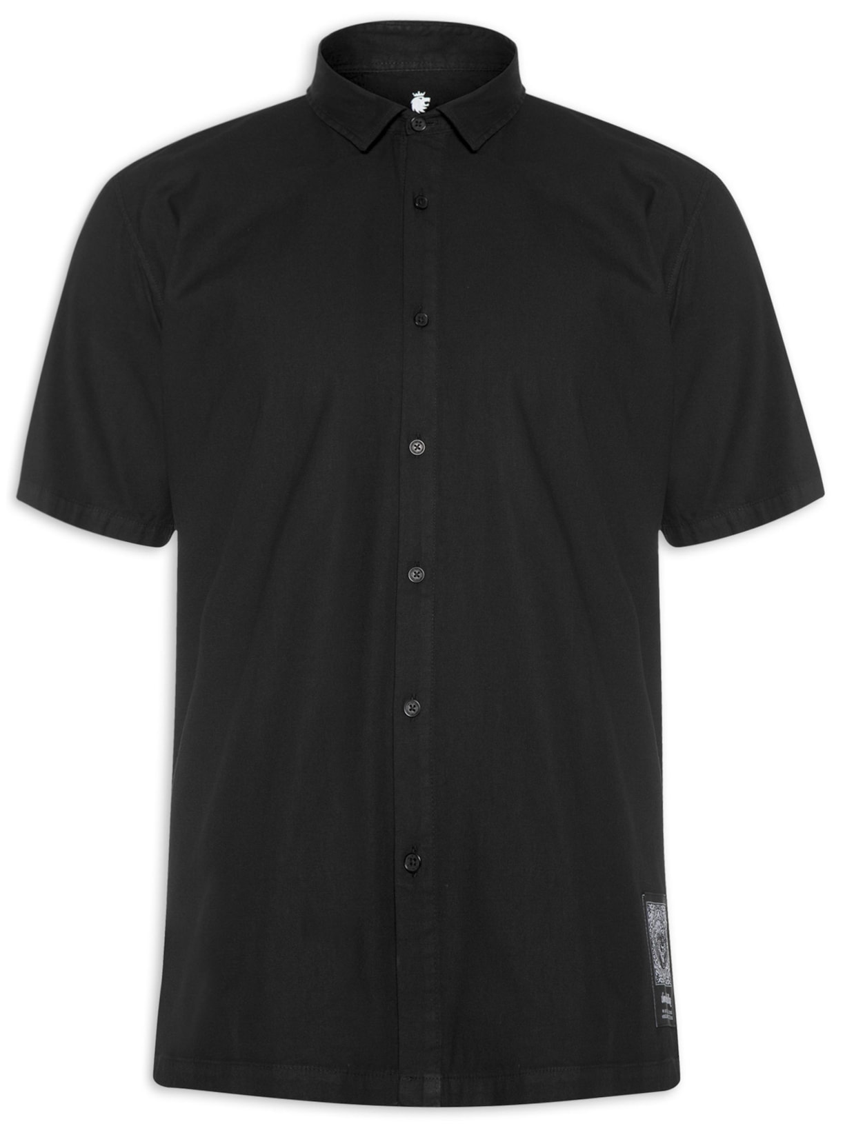 Camisa Masculina Sarja Manga Curta Zon - Preto