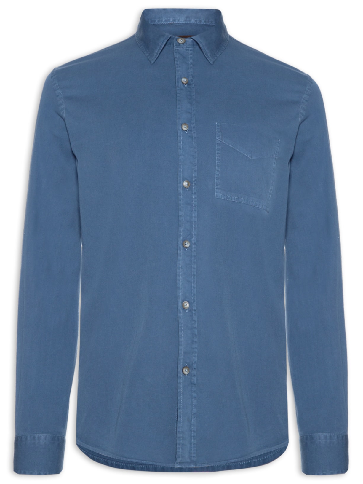 Camisa Masculina Sarja Tinturada Azul Zapalla