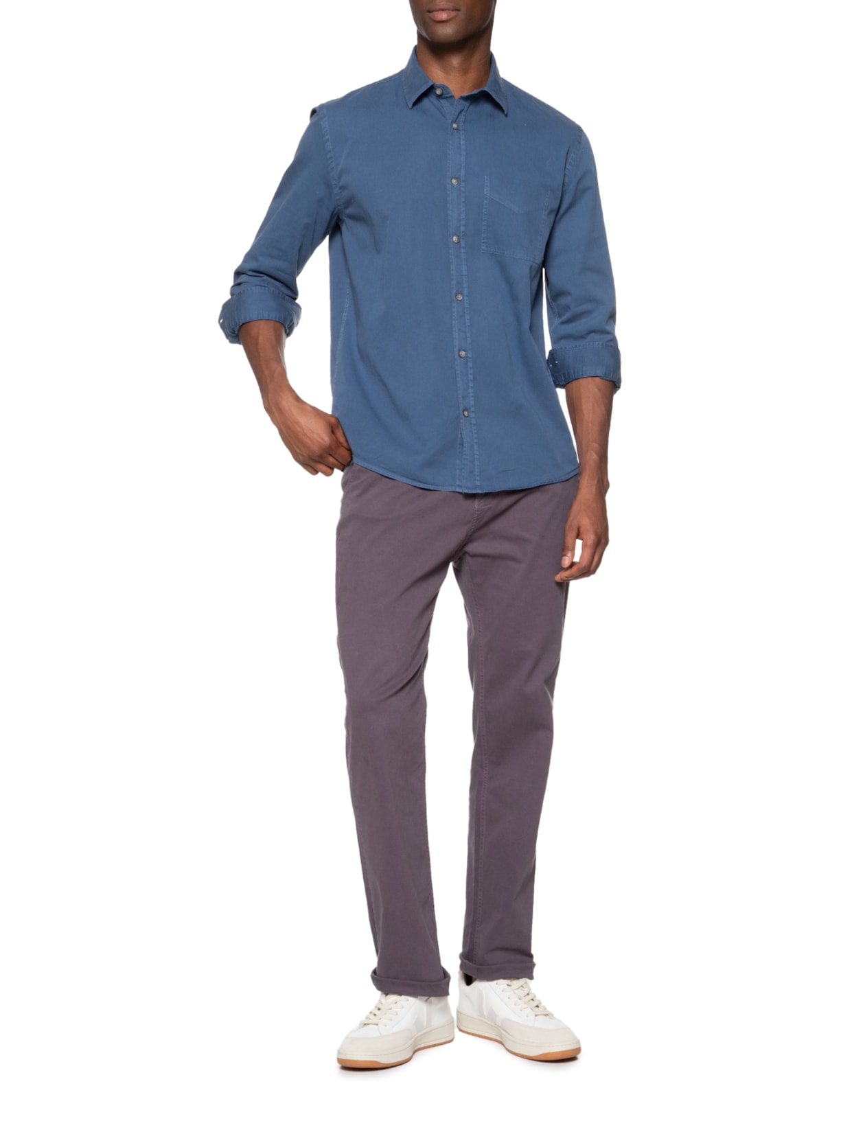 Camisa Masculina Sarja Tinturada Azul Zapalla