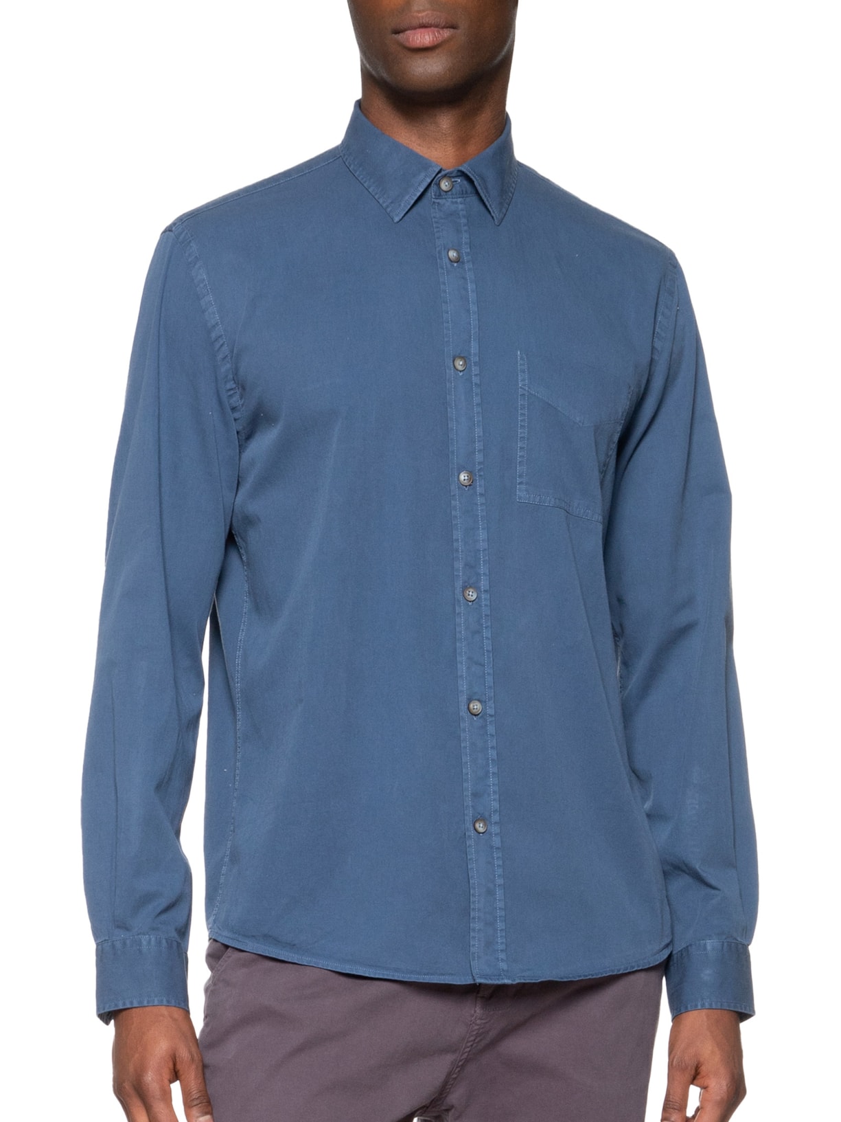 Camisa Masculina Sarja Tinturada Azul Zapalla