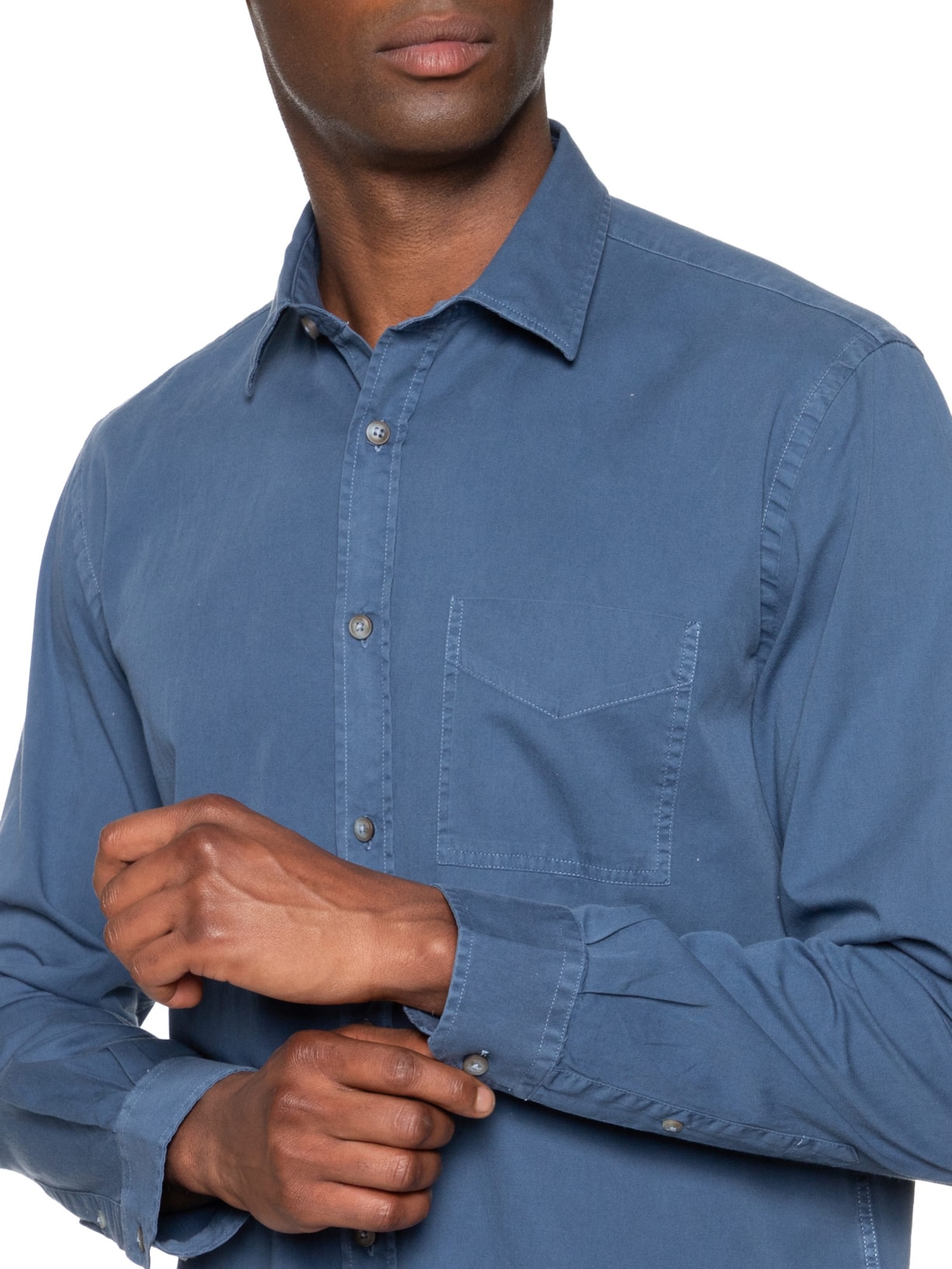 Camisa Masculina Sarja Tinturada Azul Zapalla