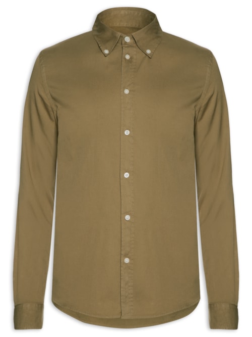 Camisa Masculina Sarja Tinturada - Marrom
