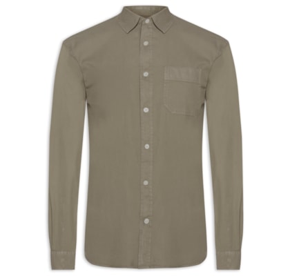 Camisa Masculina Sarja Tinturada - Marrom