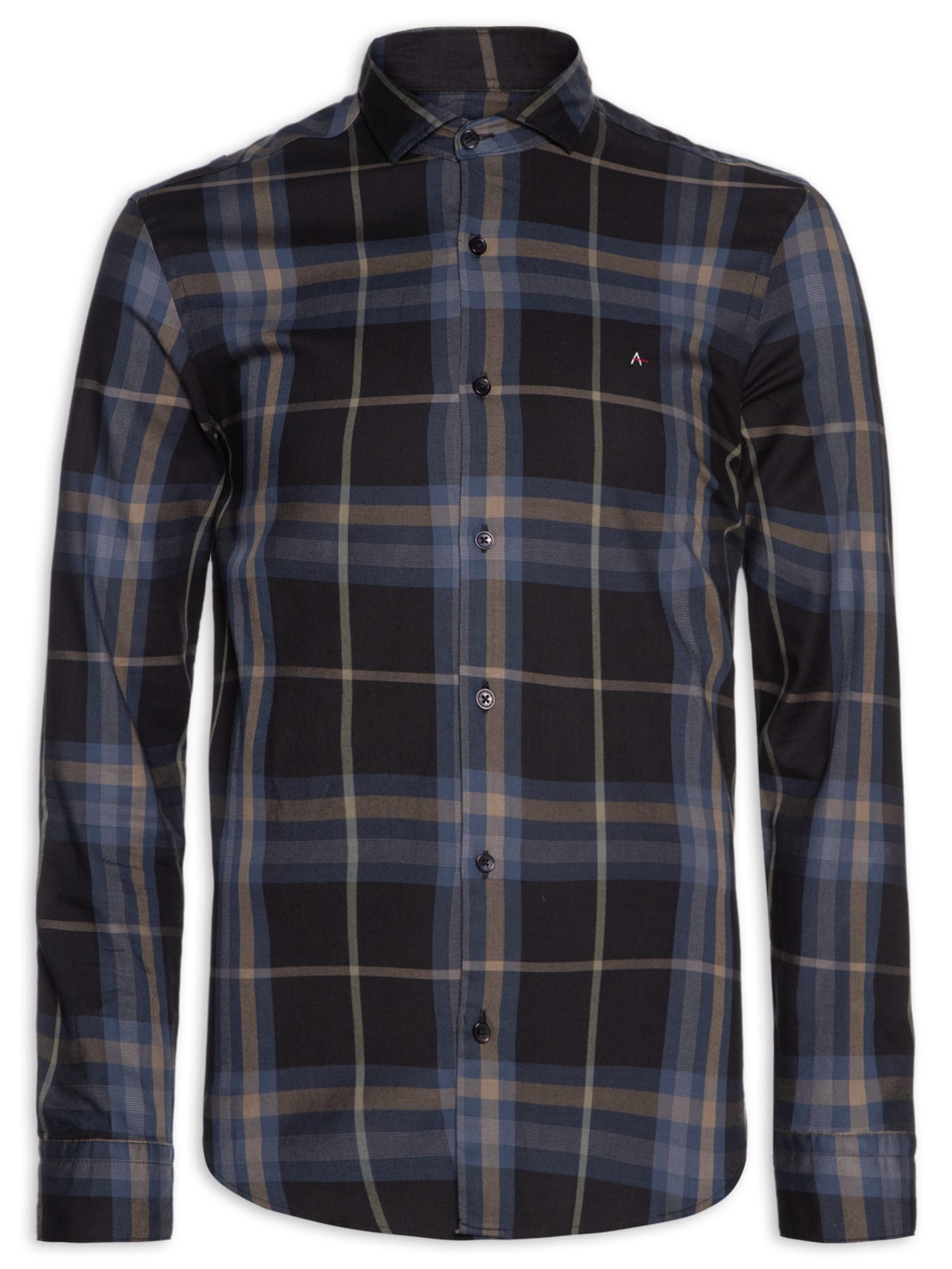 Camisa Masculina Sarja Xadrez - Azul