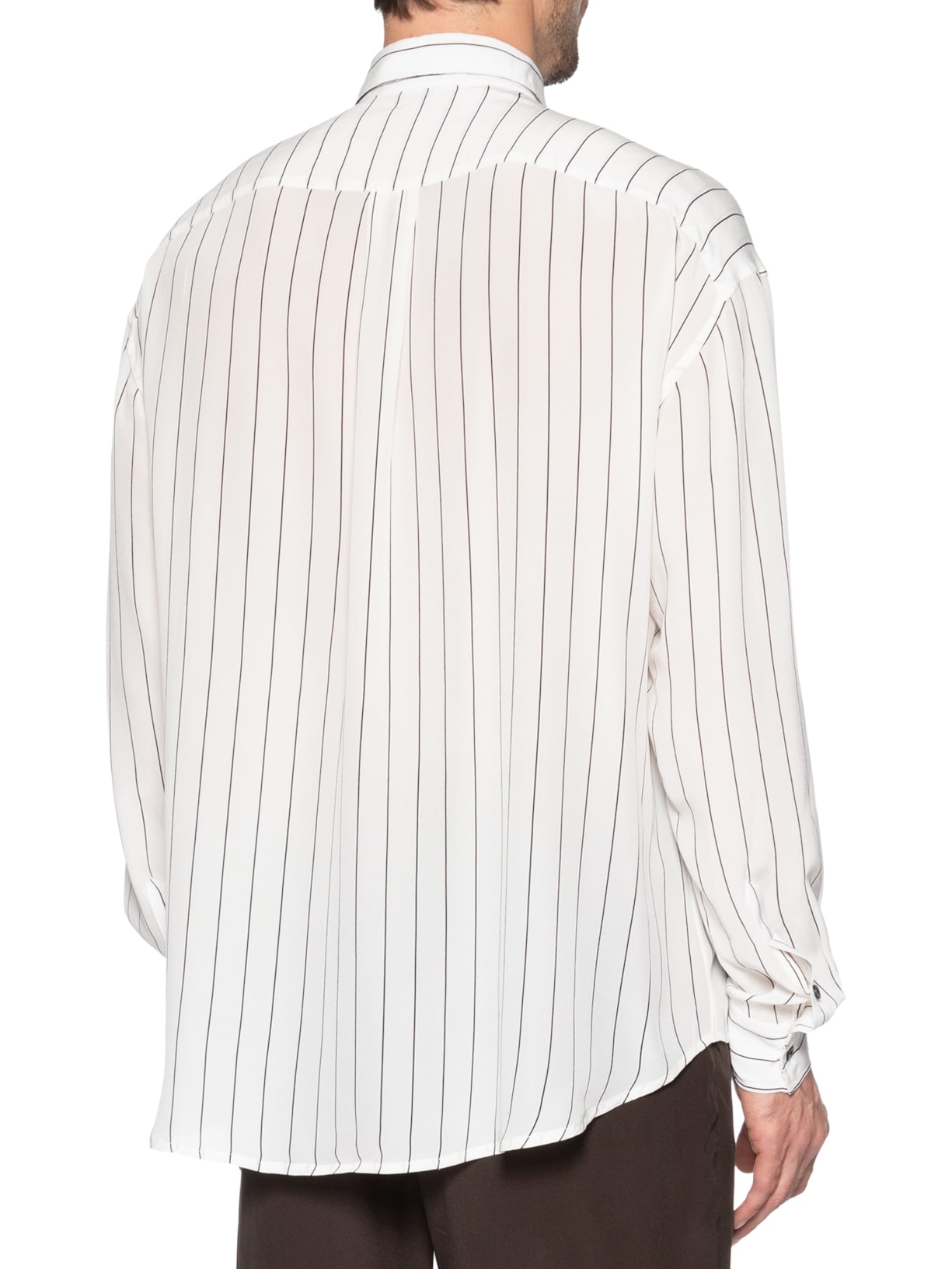 Camisa Masculina Seda Lenço Listrada Branco Handred