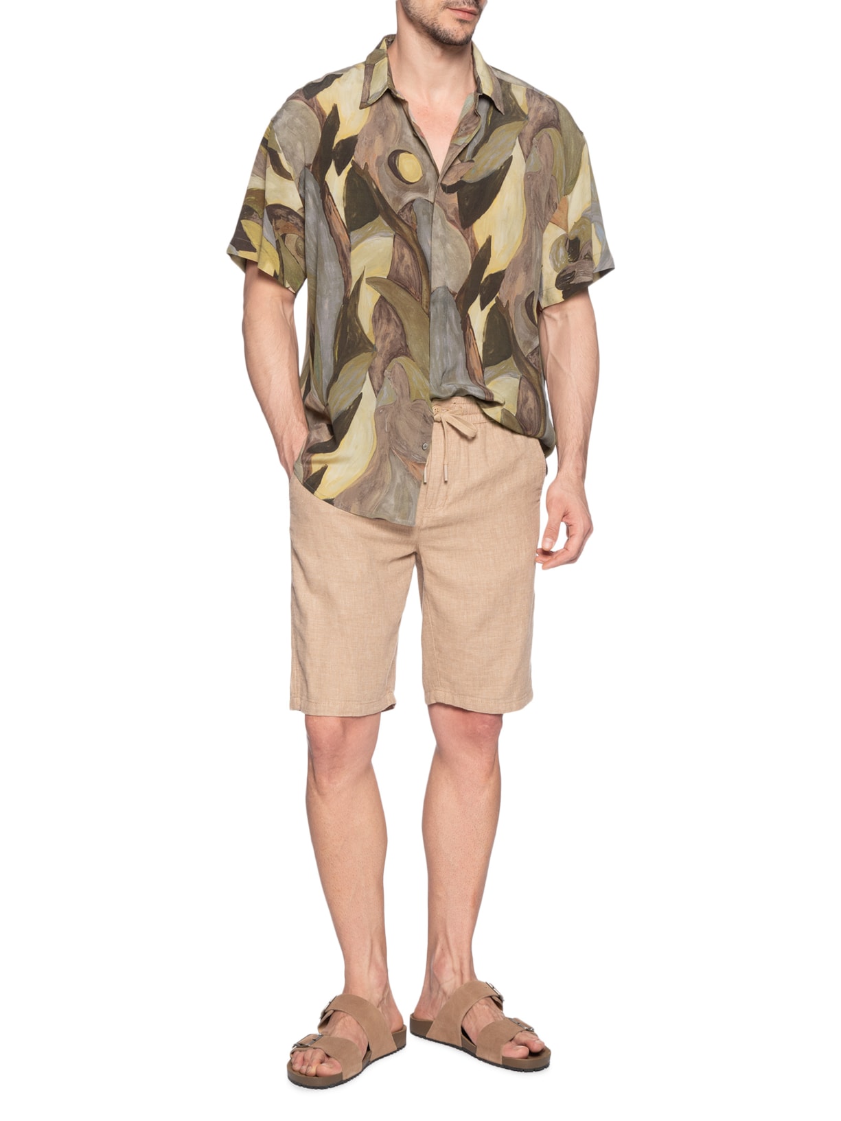 Camisa Masculina Seda Mc Oversized Aquarius Marrom Handred