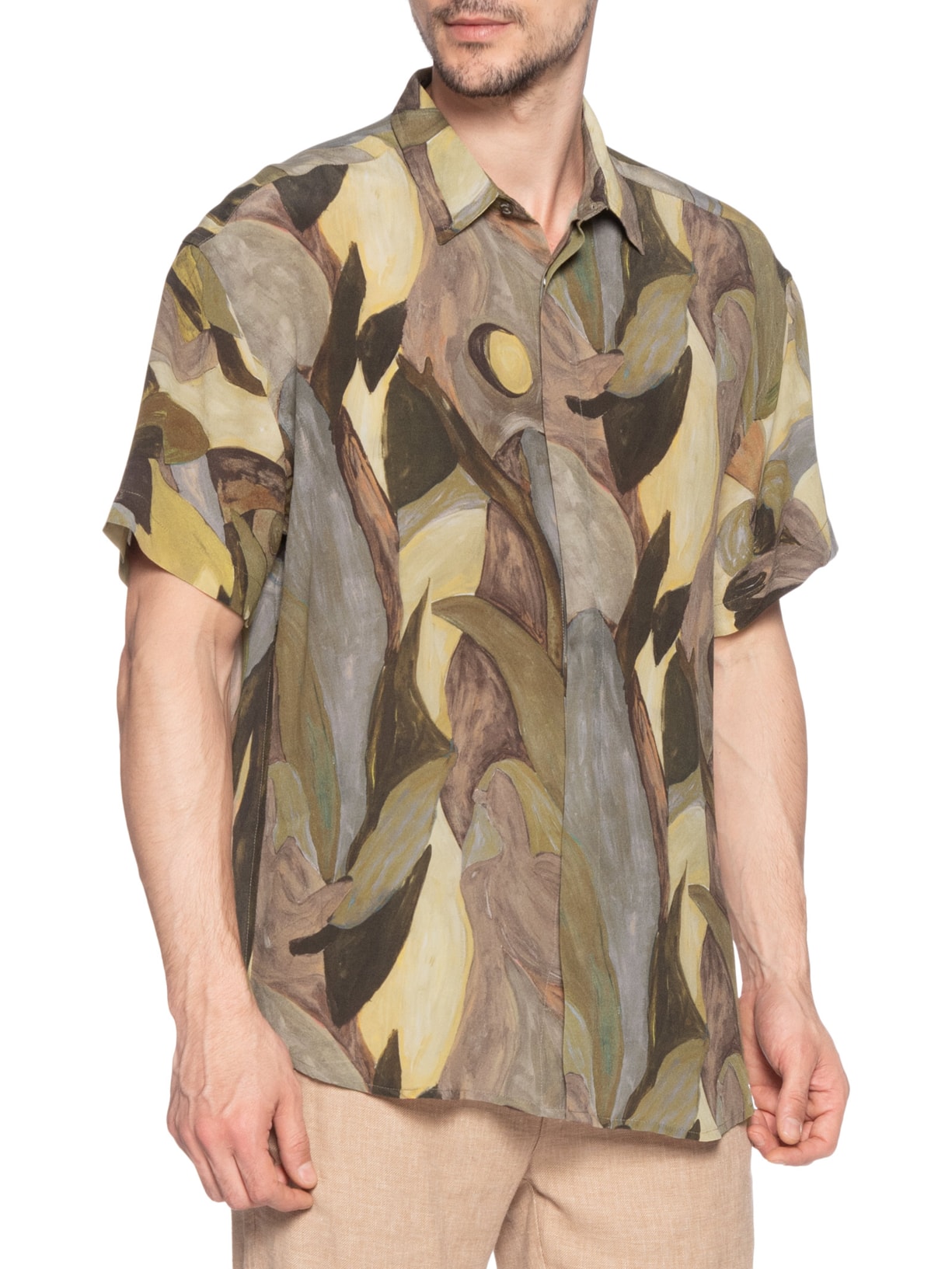 Camisa Masculina Seda Mc Oversized Aquarius Marrom Handred