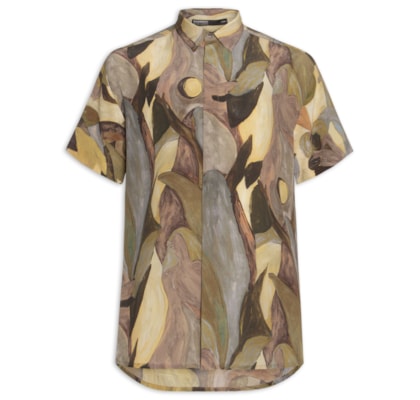 Camisa Masculina Seda Mc Oversized Aquarius - Marrom