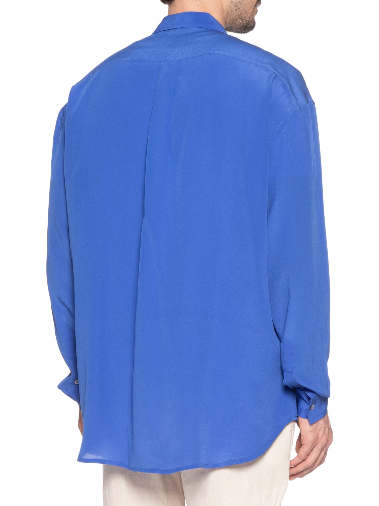 Camisa Masculina Seda Ml Oversized Azul Handred