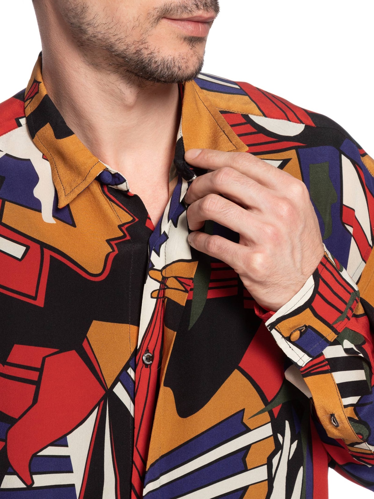 Camisa Masculina Seda Ml Oversized Baila Marrom Handred