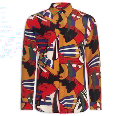 Camisa Masculina Seda Ml Oversized Baila - Marrom