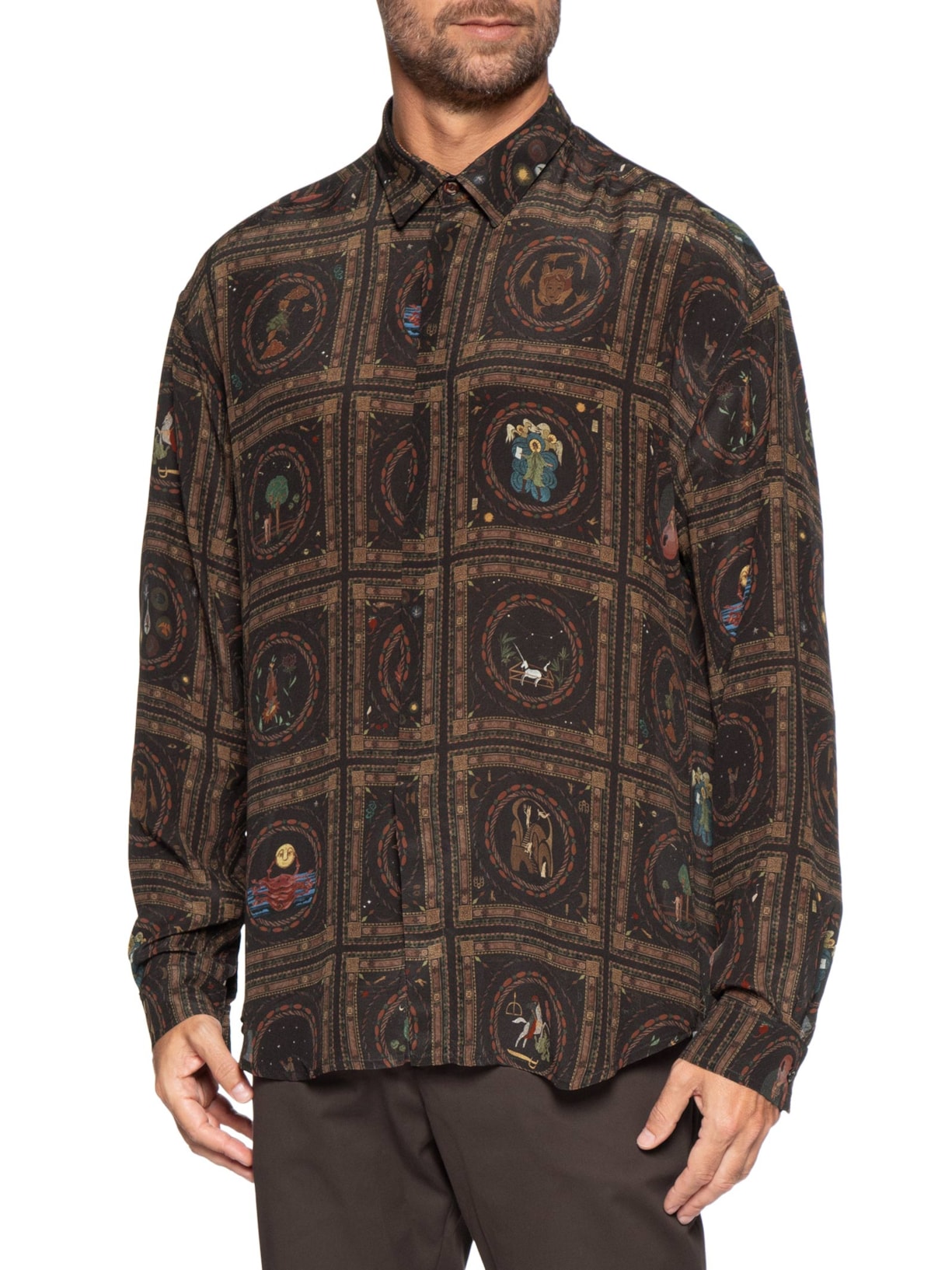 Camisa Masculina Seda Over Akashica – Marrom Handred