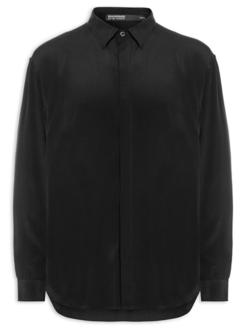 Camisa Masculina Seda Oversized - Preto