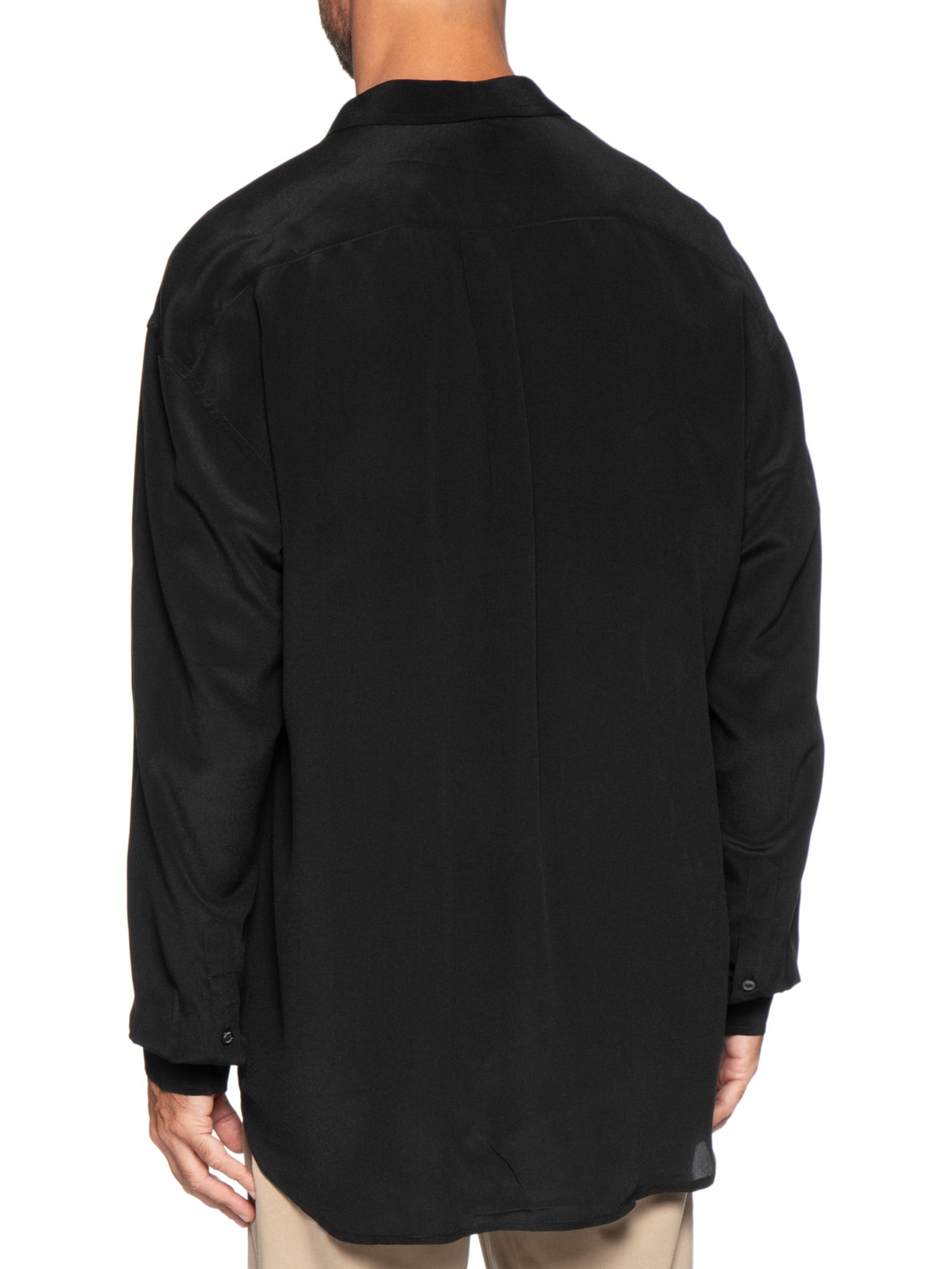 Camisa Masculina Seda Oversized Preto Handred