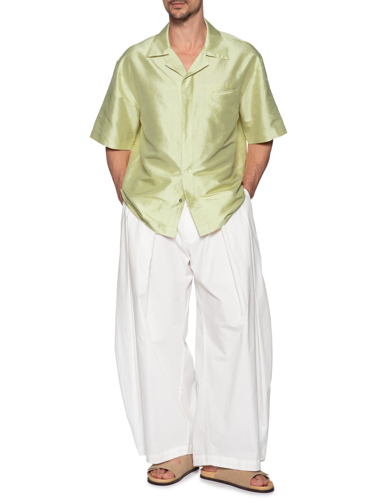 Camisa Masculina Shantung Quadrada Verde Handred