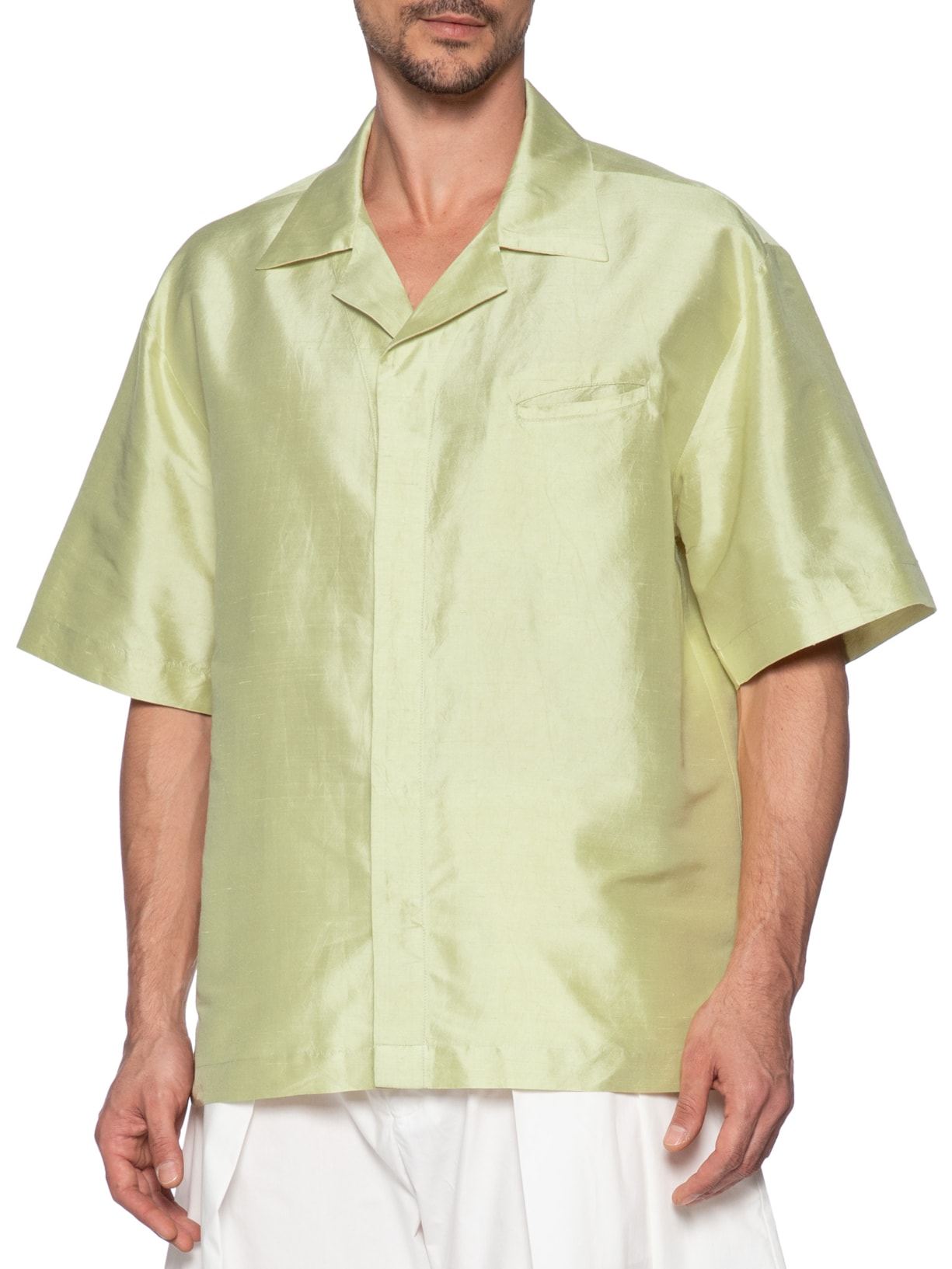 Camisa Masculina Shantung Quadrada Verde Handred