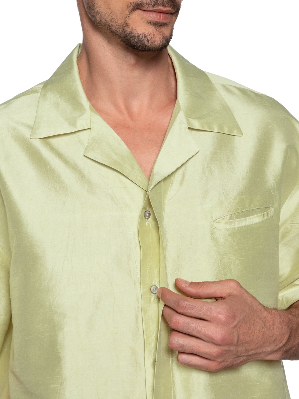 Camisa Masculina Shantung Quadrada Verde Handred
