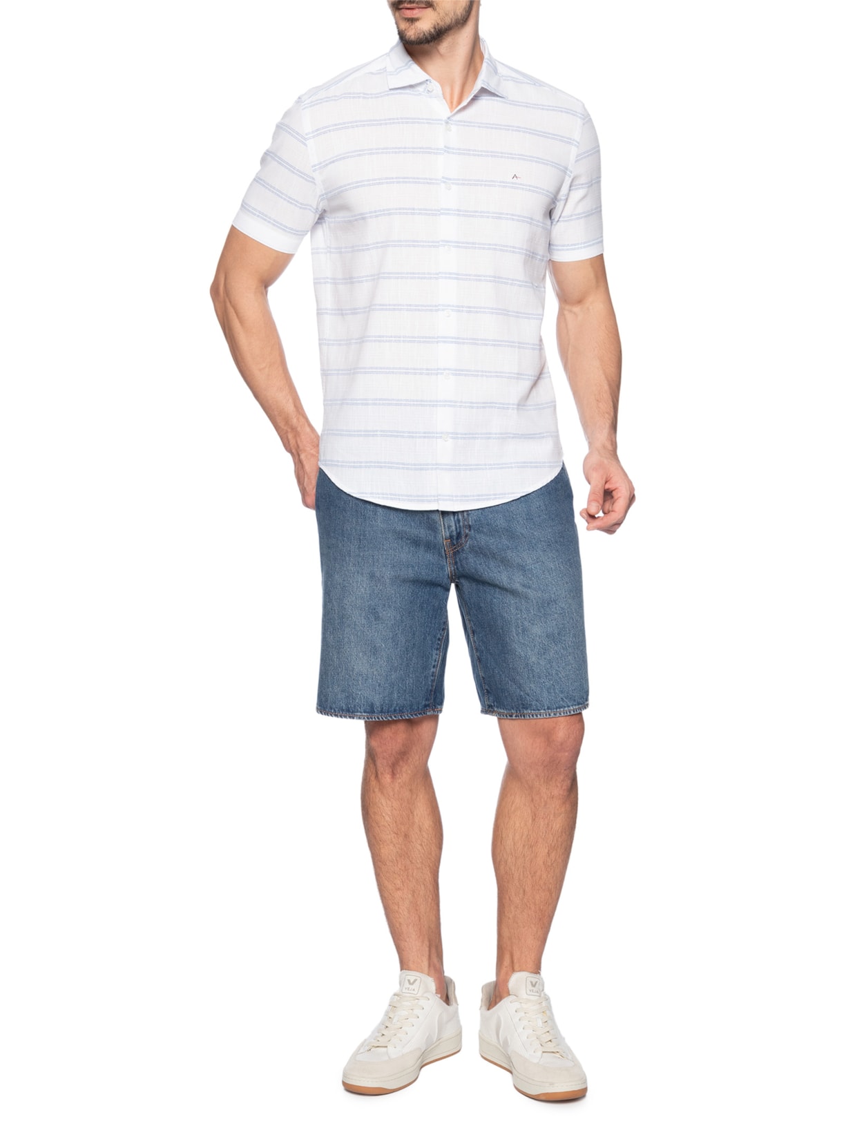 Camisa Masculina Sl Flame Listrado Out Branco Aramis