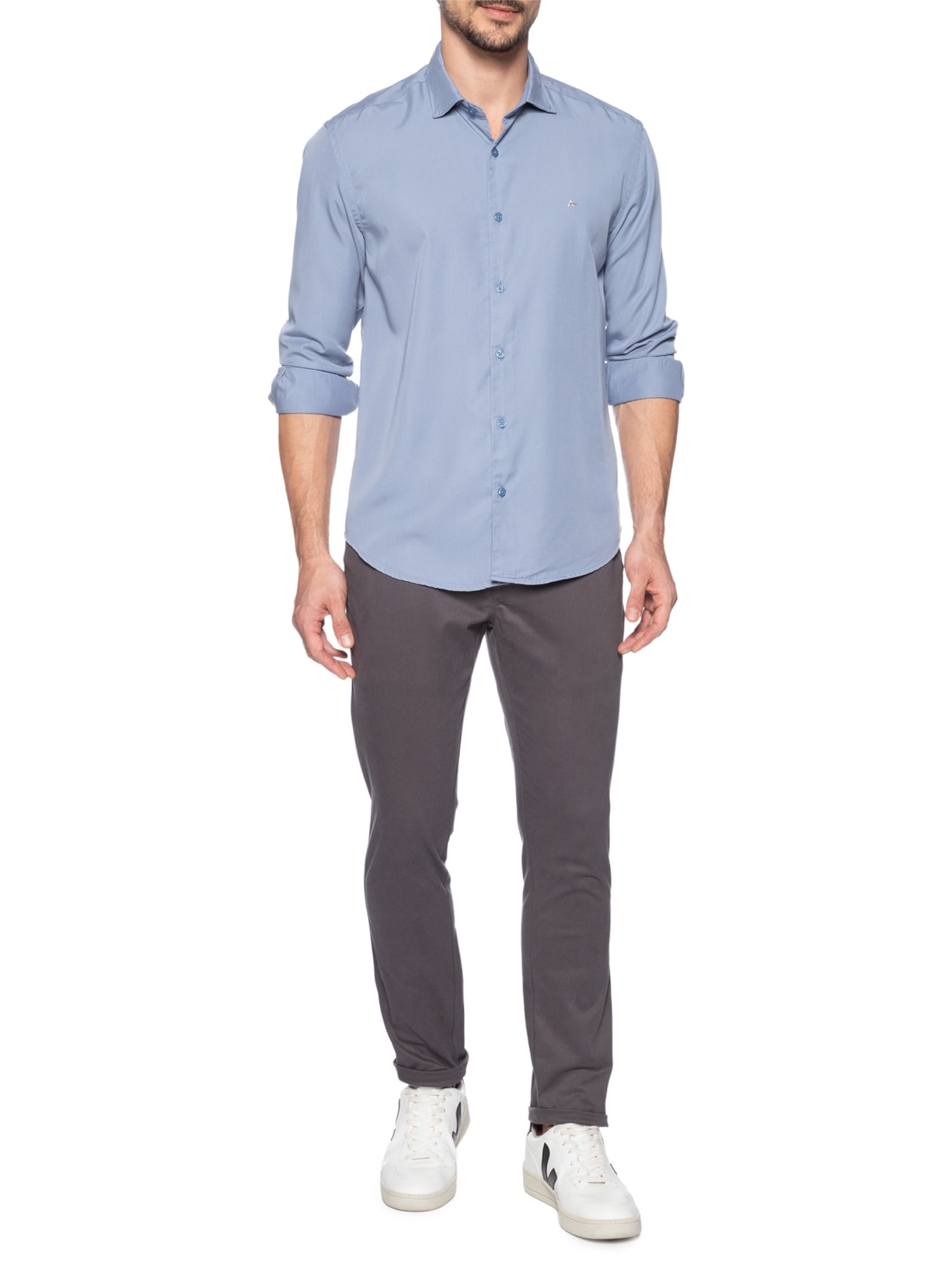 Camisa Masculina Sl Liocel Lisa Out Azul Aramis
