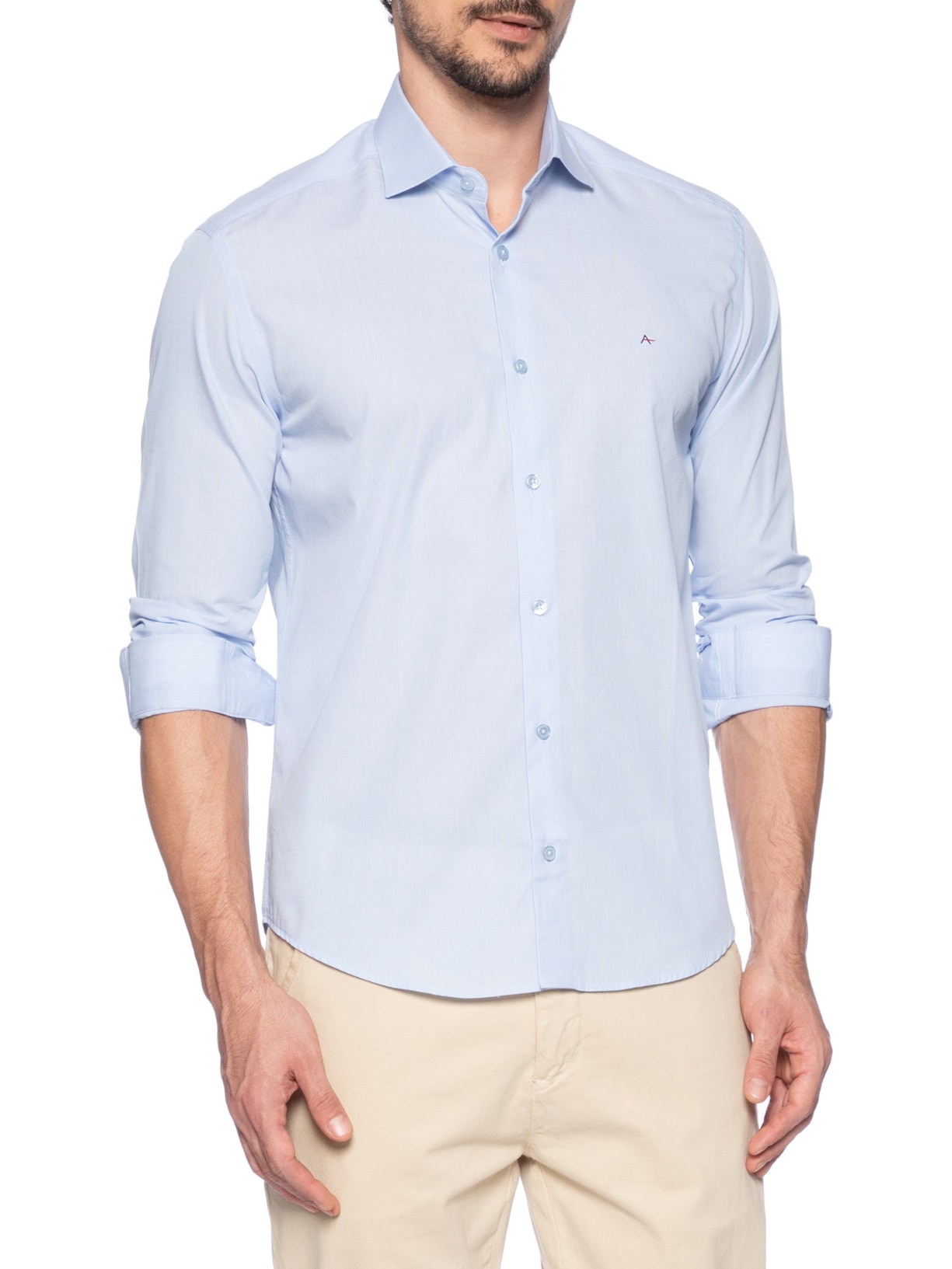 Camisa Masculina Sl Tricoline Fil A Fil Out Azul Aramis