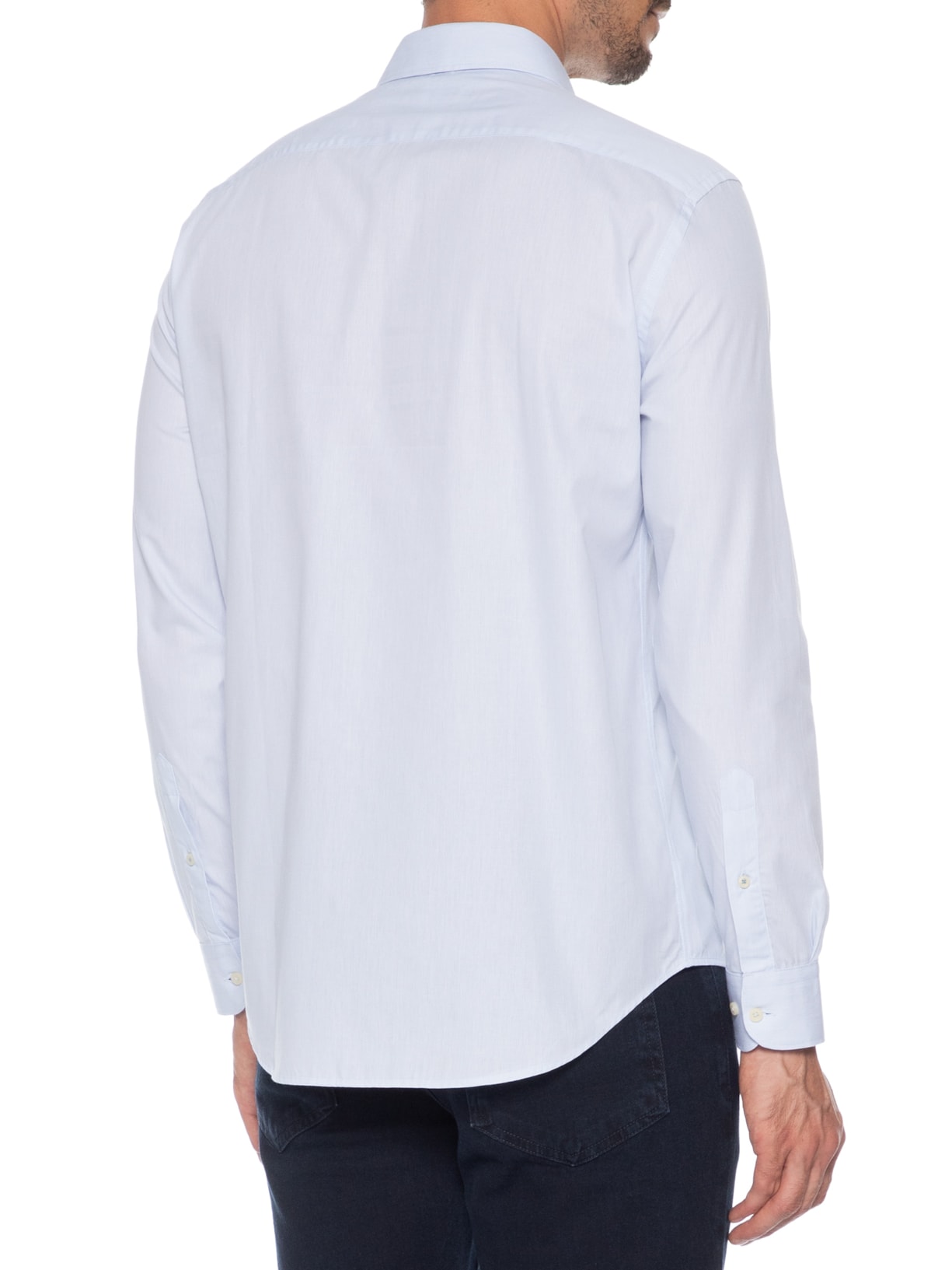 Camisa Masculina Slim Algodão Fio 50 Listrada Azul Aramis