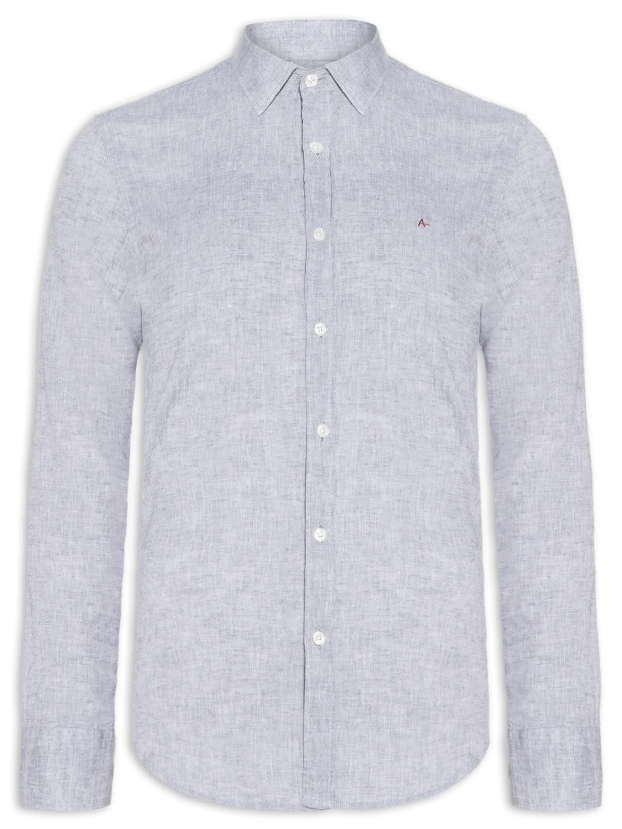 Camisa Masculina Slim Algodão Linho - Cinza