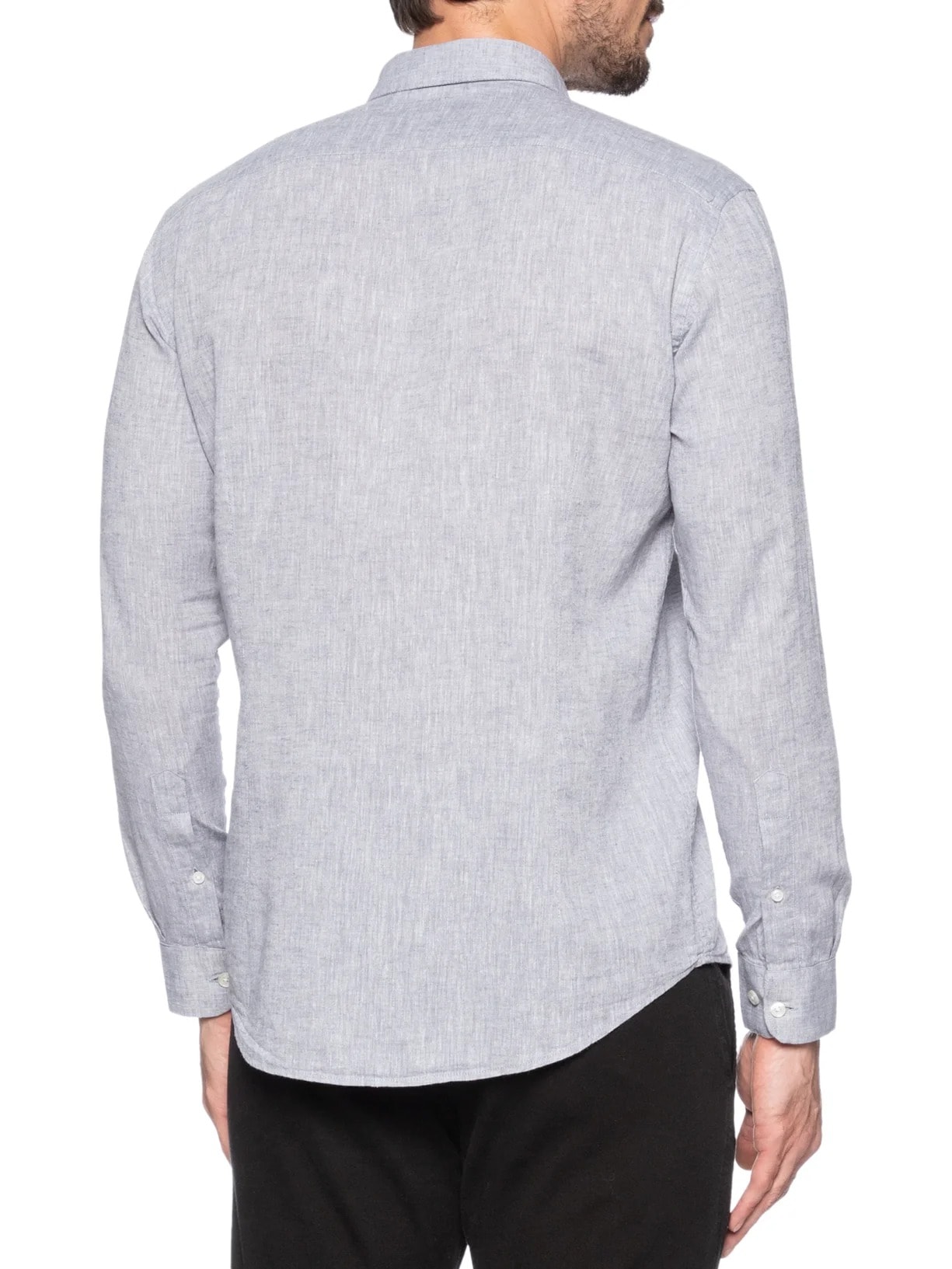 Camisa Masculina Slim Algodão Linho Cinza Aramis