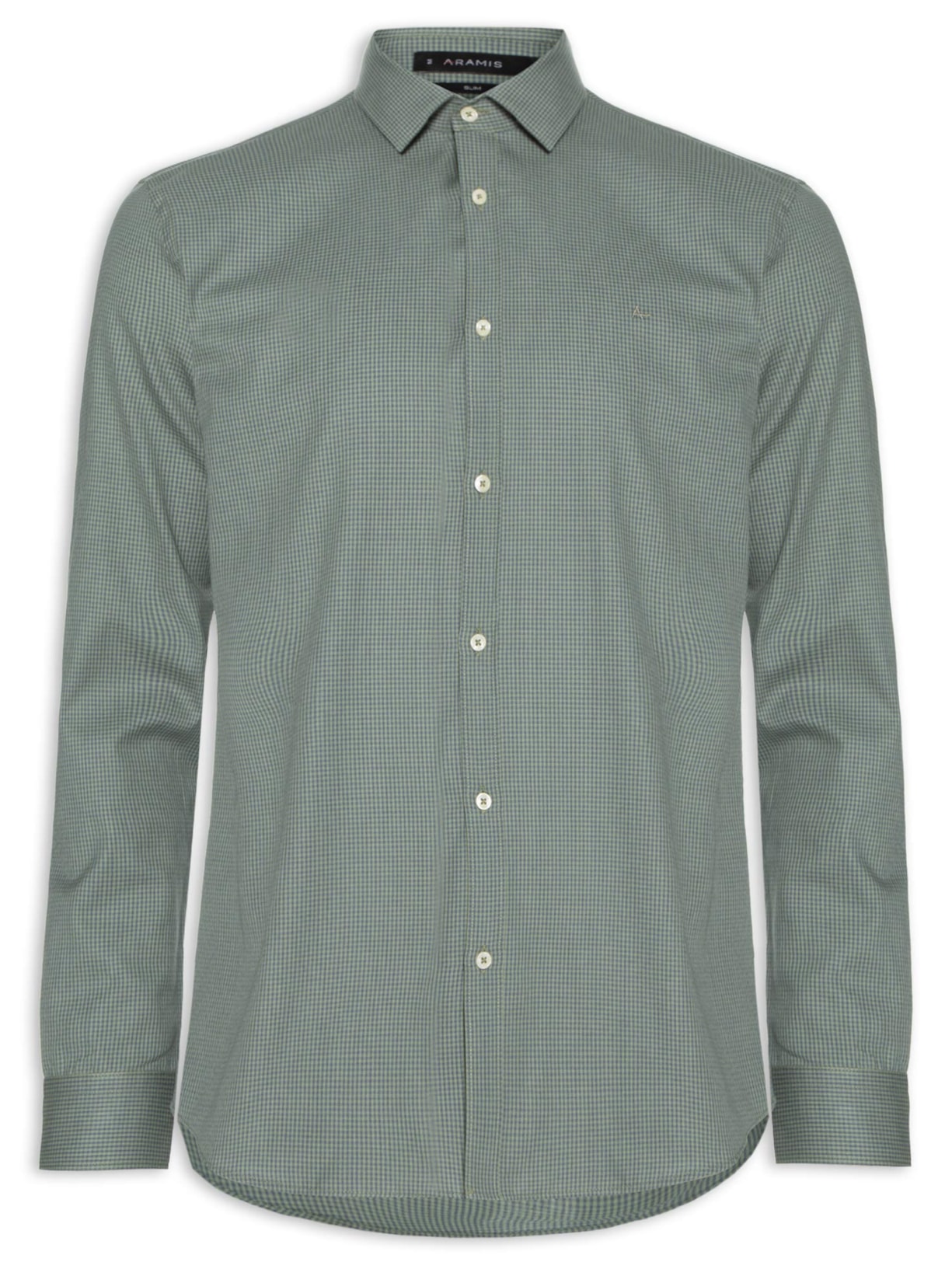 Camisa Masculina Slim Algodão Mxd Damero - Verde