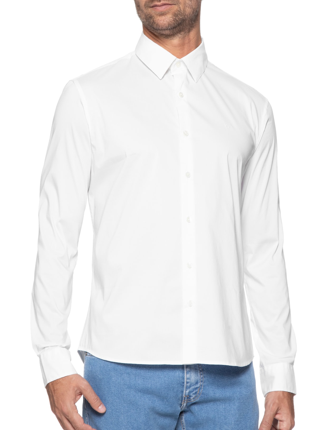 Camisa Masculina Slim Cannes Básica Essential Branco Calvin Klein - White Label