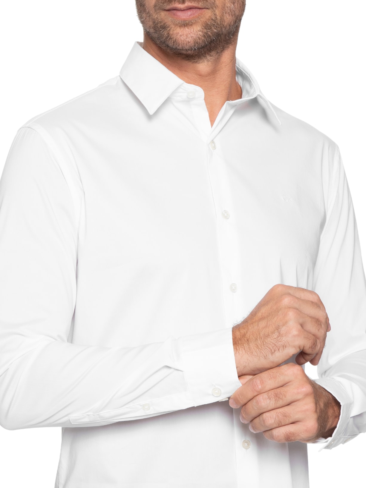 Camisa Masculina Slim Cannes Básica Essential Branco Calvin Klein - White Label