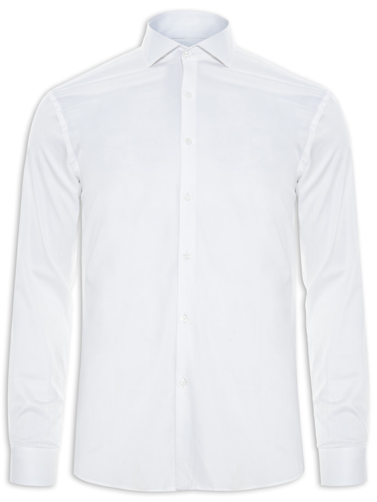 Camisa Masculina Slim Cetim Stretch - Branco