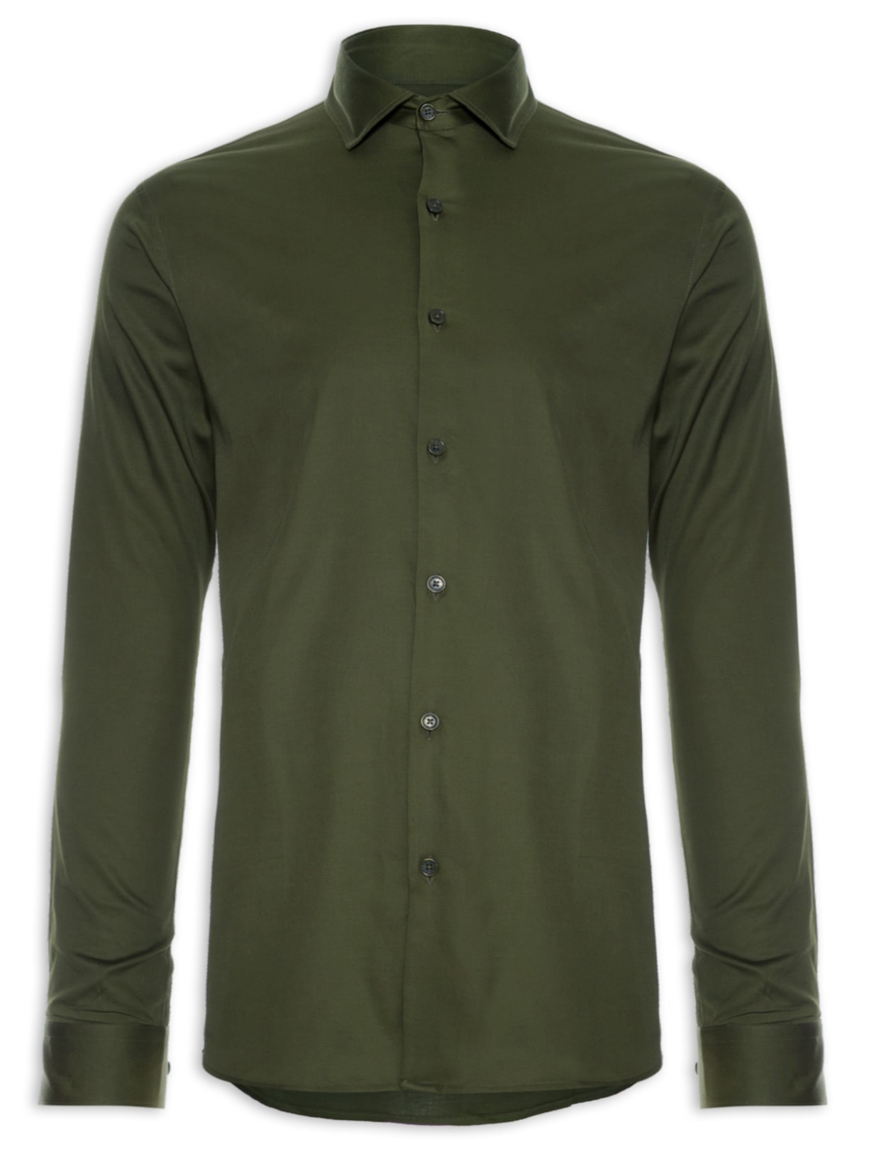 Camisa Masculina Slim Cetim Stretch - Verde