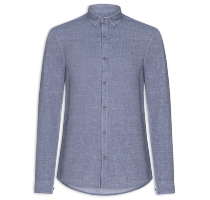 Camisa Masculina Slim Chevron - Azul