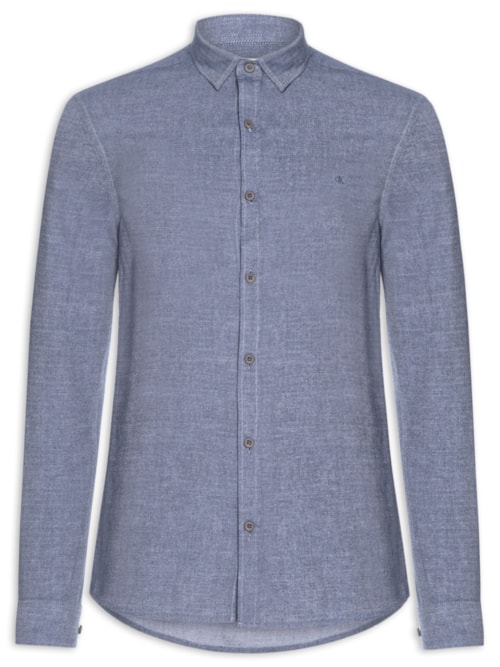 Camisa Masculina Slim Chevron - Azul
